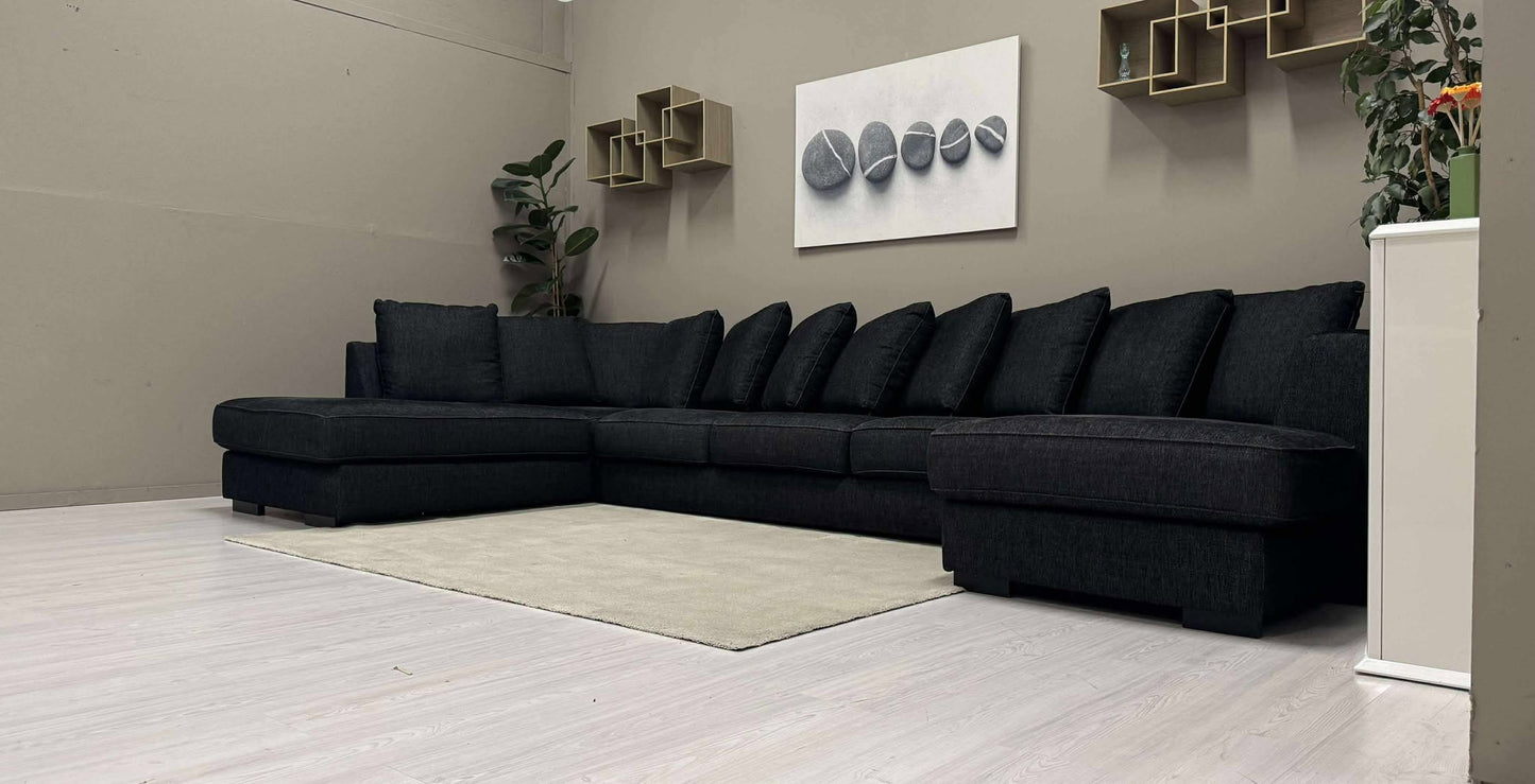 Stor U-Sofa (Svart)